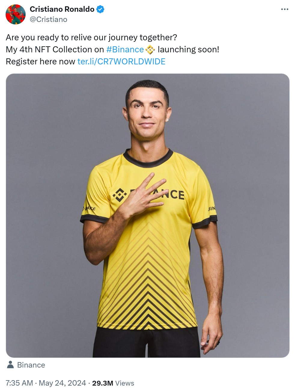 Cristiano Ronaldo unveils 4th NFT collection with Binance despite $1B  lawsuit – SUPEREX