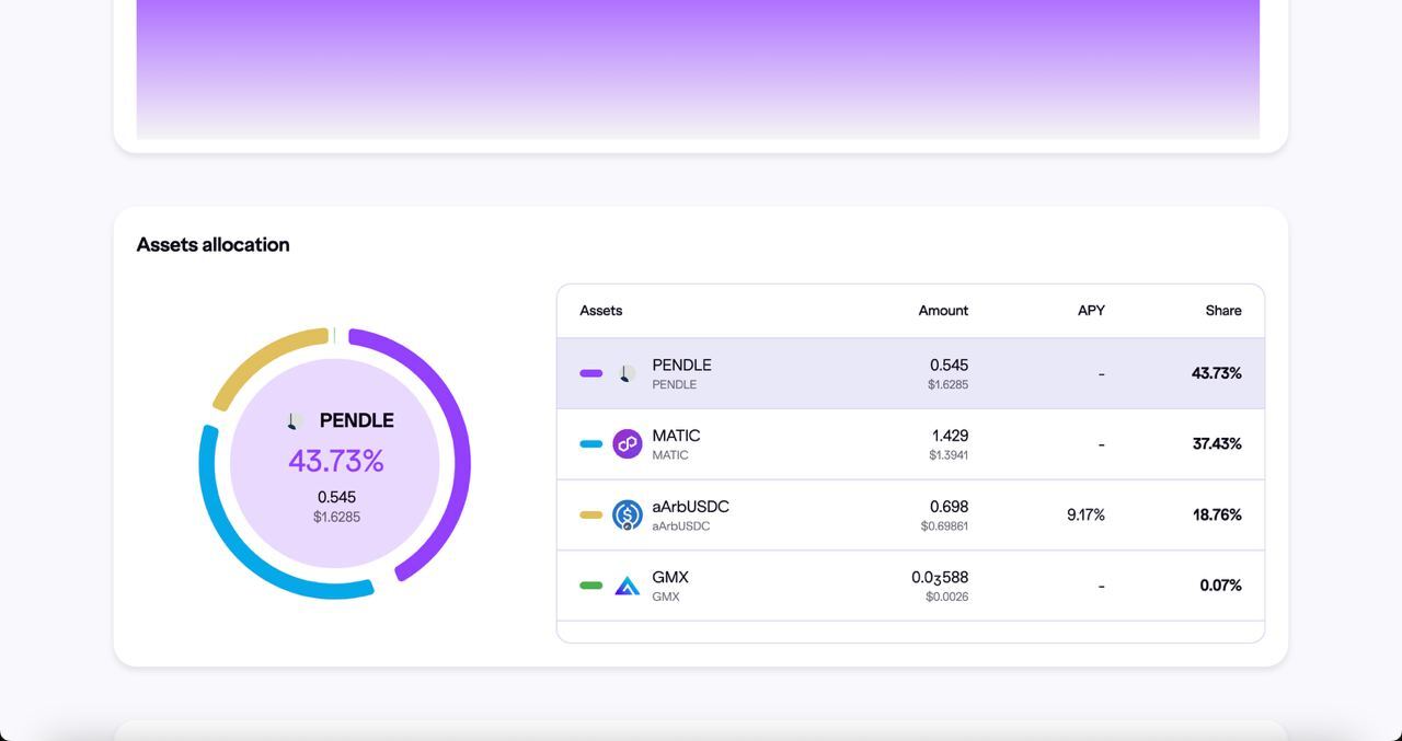 The platform shows the asset allocation on a simplistic screen. Source: Velvet Capital