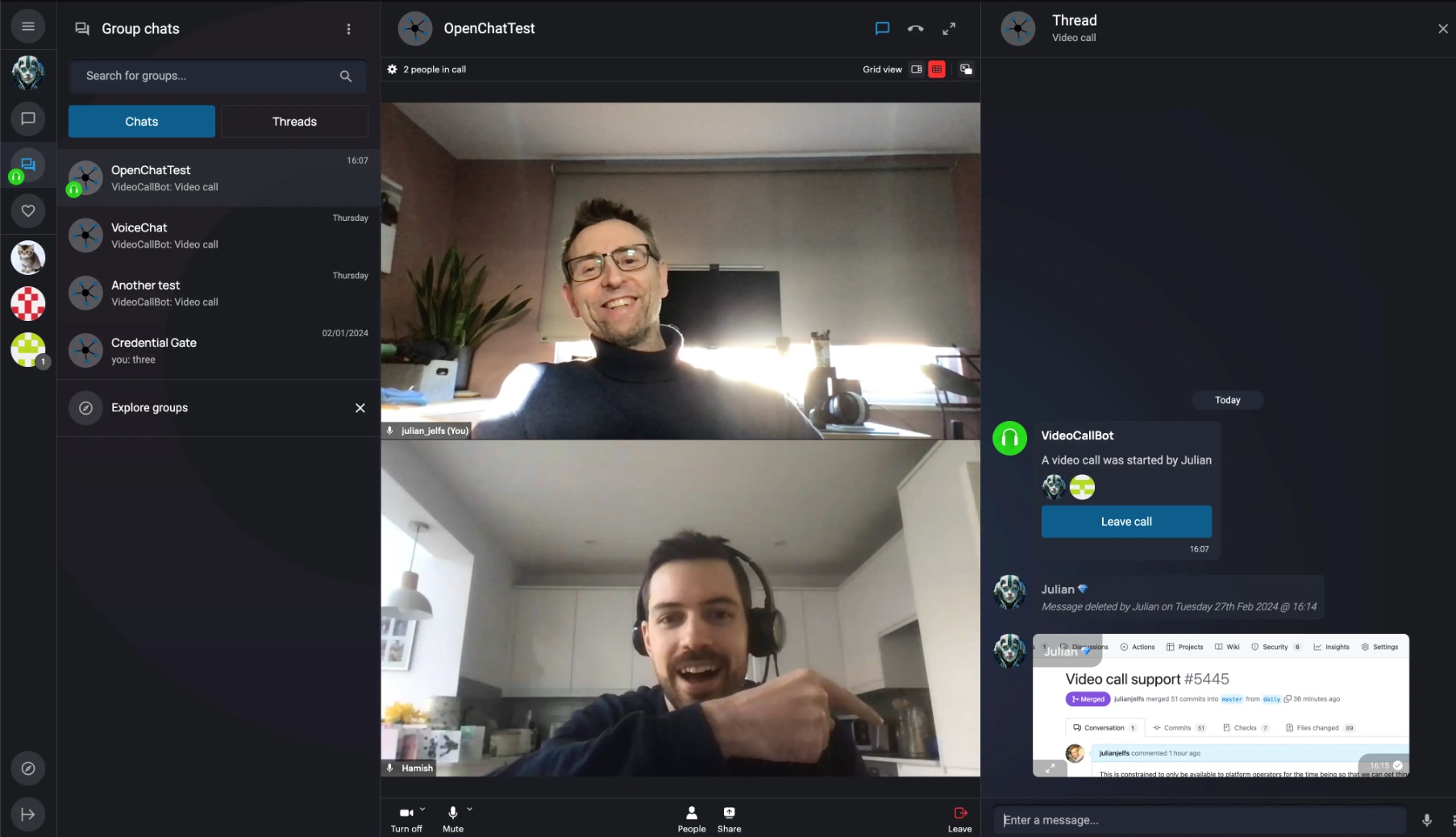 OpenChat also offers a video chat feature. Source: OpenChat