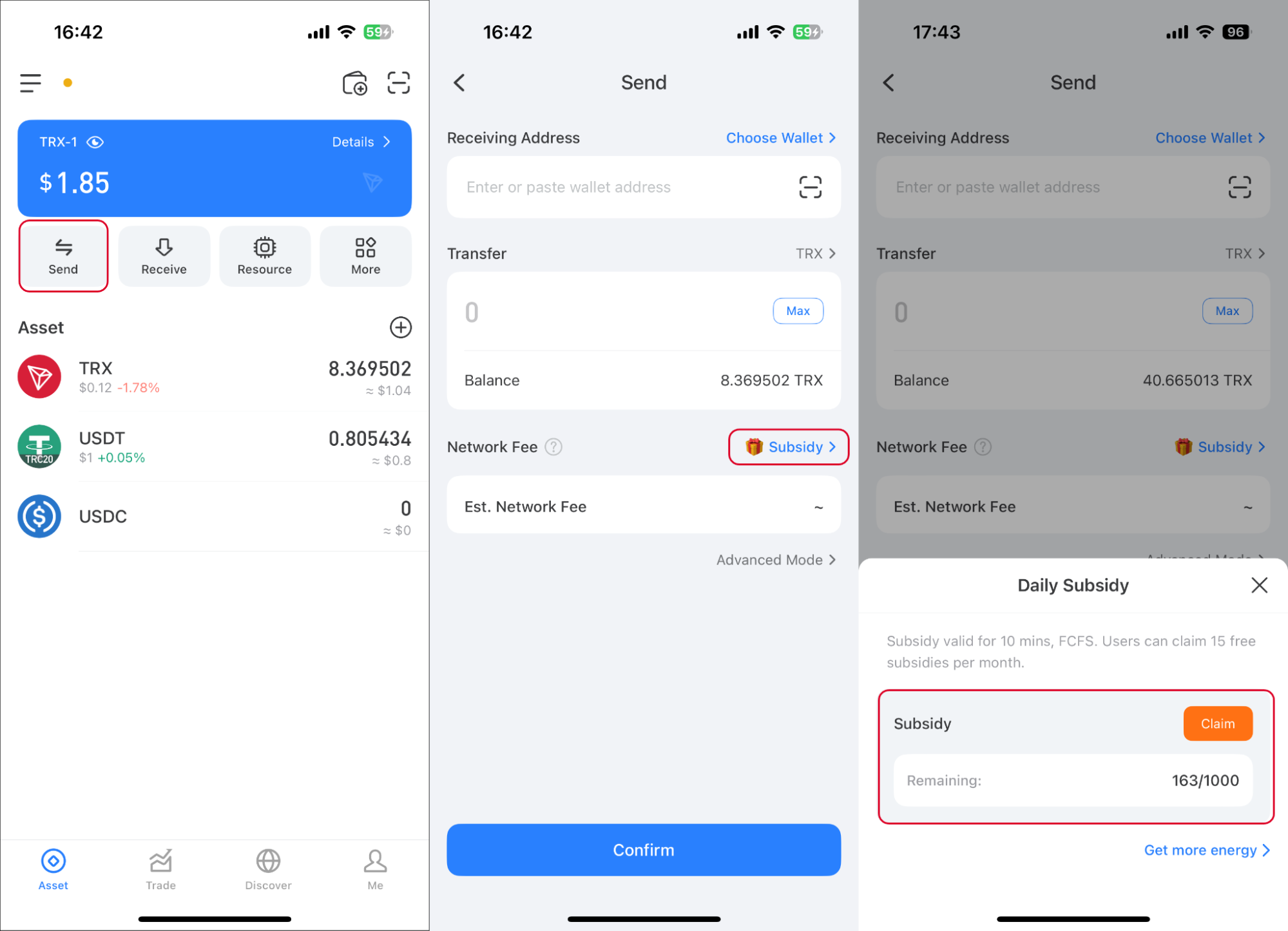 How TokenPocket’s Daily Transfer Subsidy feature works. Source: TokenPocket Wallet